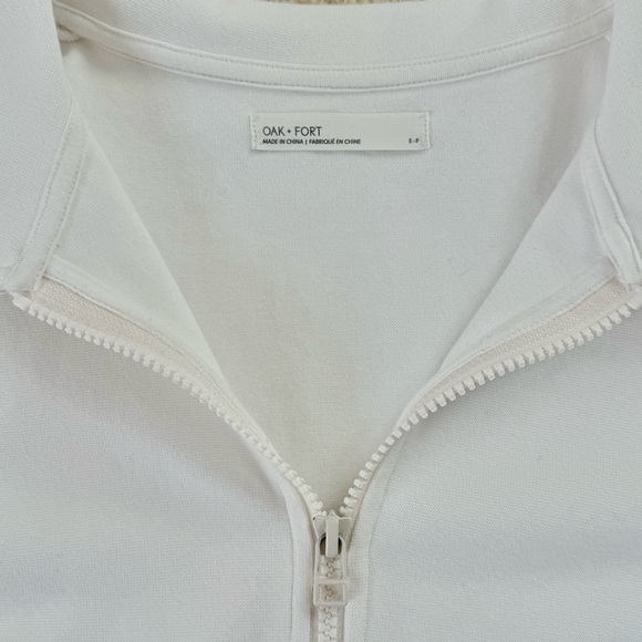 OAK + FORT White Cropped Zip Up Jacket - Picture 4 of 5